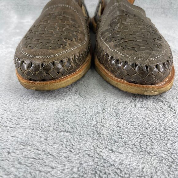 WILL Leather Goods Woven Leather Huarache Loafers Mens Size 12 Green Hand Woven